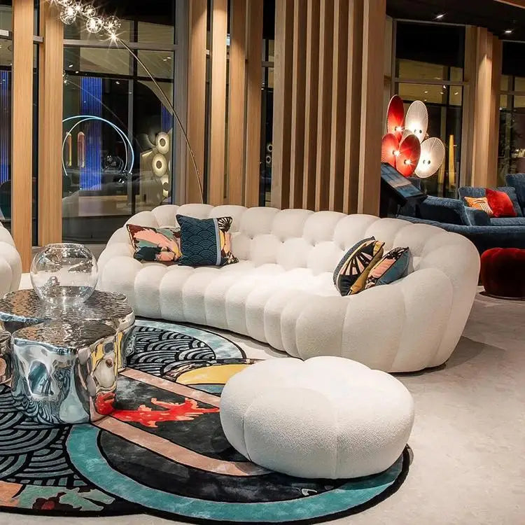 Hot Selling French Net Red Cream Wind Soft Support Luxury Soft 3 D Three-dimensional Curved Velvet Sofa for Living Room
