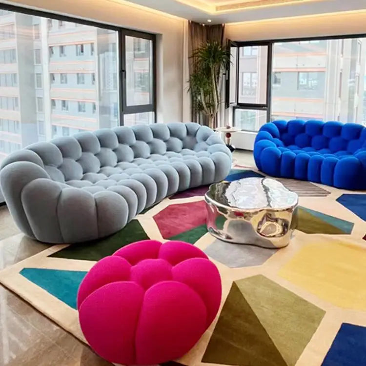 Hot Selling French Net Red Cream Wind Soft Support Luxury Soft 3 D Three-dimensional Curved Velvet Sofa for Living Room