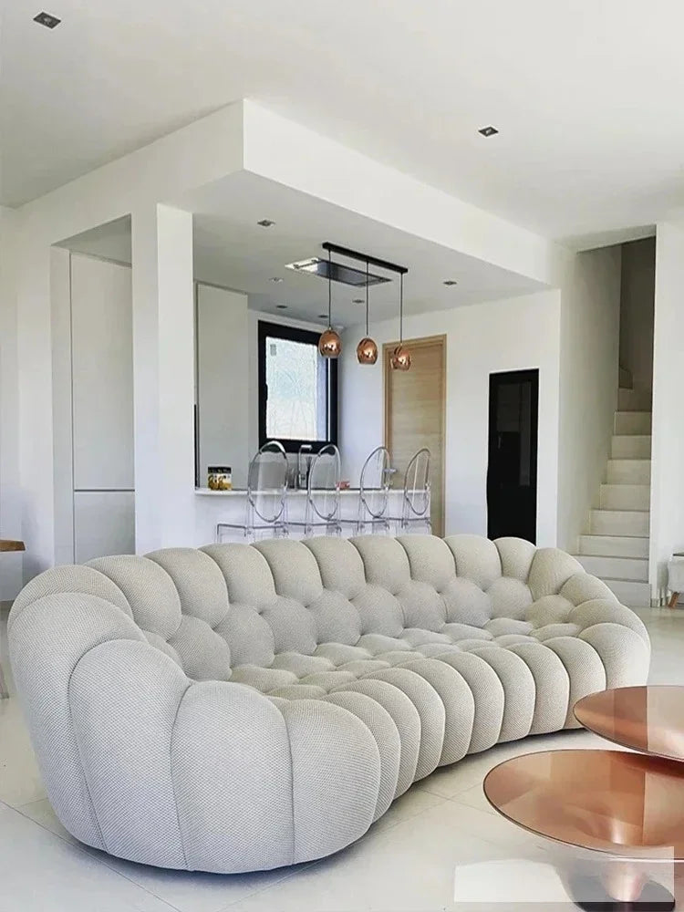 Cloud Curved Sofa Stylish Fabric Designer Couch Fluffy Cloth Sofa Sets Modular Football Sofa for Living Room Furniture