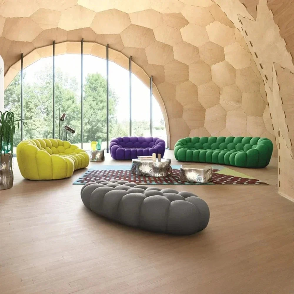 Cloud Curved Sofa Stylish Fabric Designer Couch Fluffy Cloth Sofa Sets Modular Football Sofa for Living Room Furniture